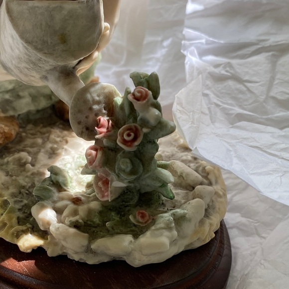 Whimsical Ceramic Girl Sculpture with Pink and Green Details - Picture 3 of 13